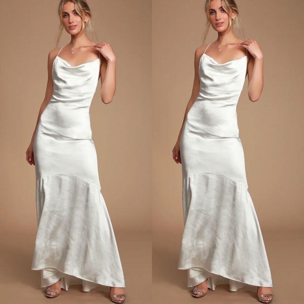 Satin Cowl Neck Mermaid Gown